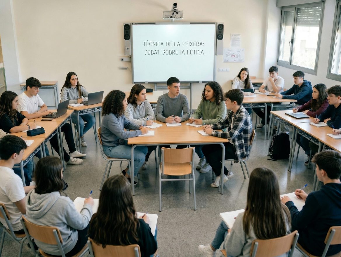 Dinàmica de peixera per debatre sobre intel·ligència artificial i ètica a l’aula.