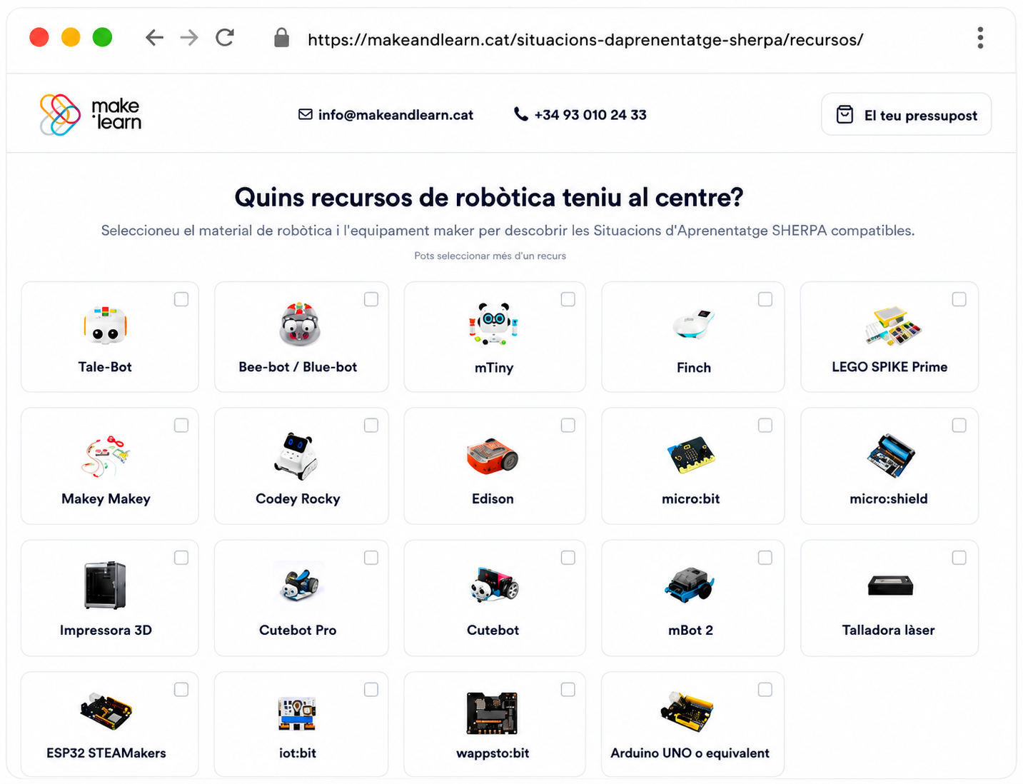 Explorador de recursos SHERPA per trobar situacions d’aprenentatge compatibles amb el material del centre